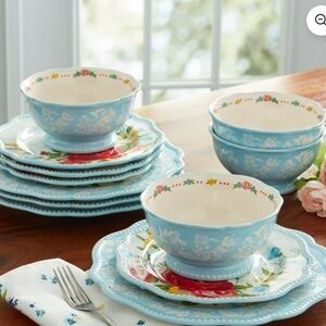 💕 New Pioneer Woman Sweet Rose 12 Piece Dinnerware Set